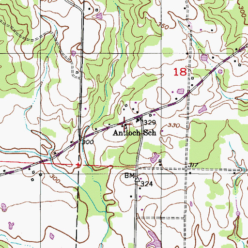 Topographic Map of Antioch School, AR