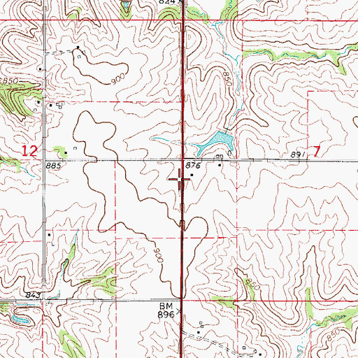 Topographic Map of Middle Creek, IA