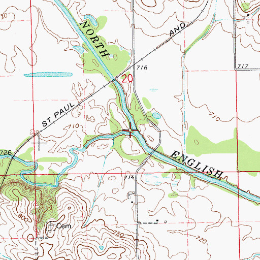 Topographic Map of Middle English River, IA