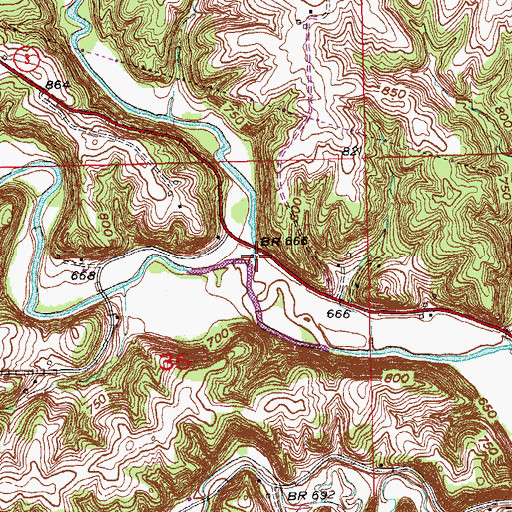 Topographic Map of Middle Fork Little Maquoketa River, IA