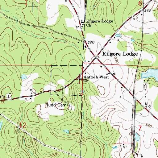 Topographic Map of Antioch West Church, AR