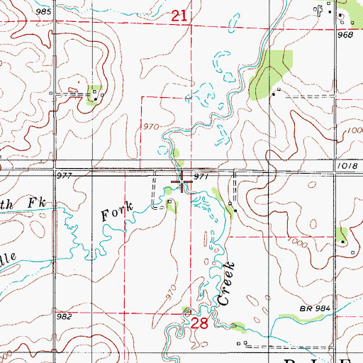 Topographic Map of Middle Fork South Beaver Creek, IA