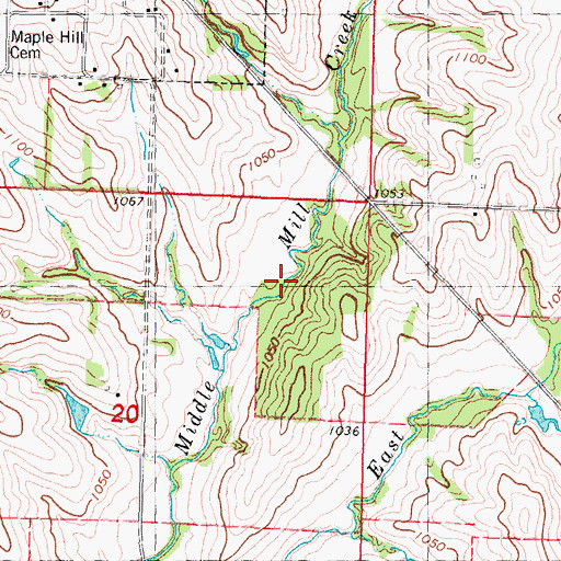 Topographic Map of Middle Mill Creek, IA