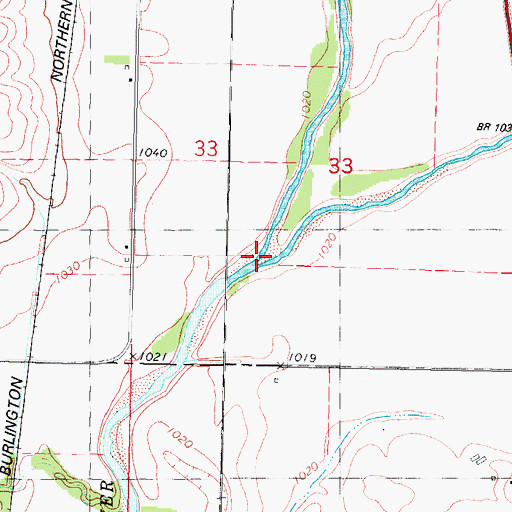 Topographic Map of Middle Nodaway River, IA