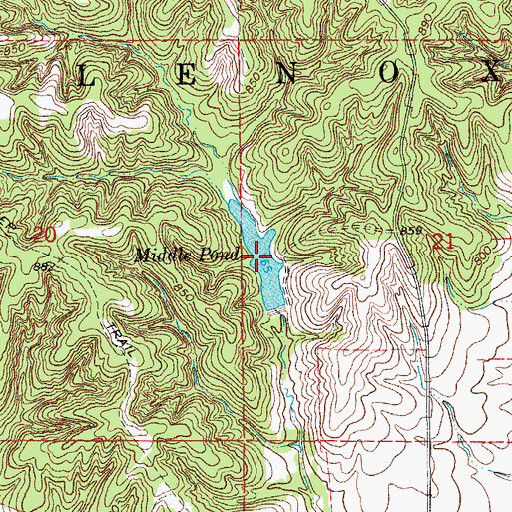Topographic Map of Middle Pond, IA