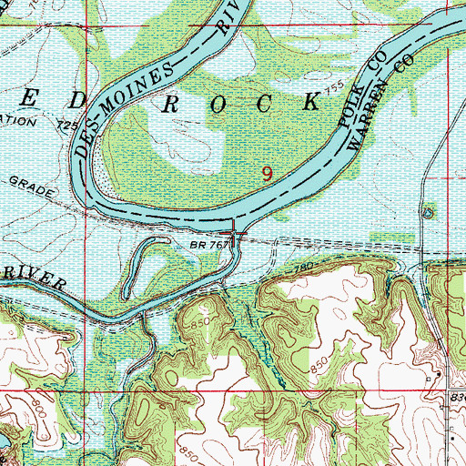 Topographic Map of Middle River, IA