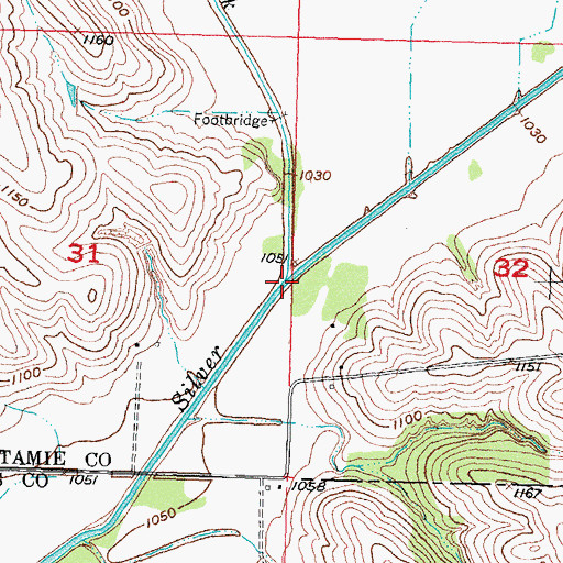Topographic Map of Middle Silver Creek, IA