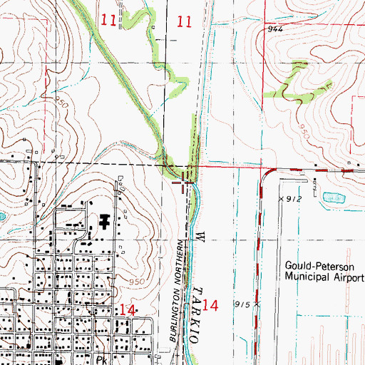 Topographic Map of Middle Tarkio Creek, MO
