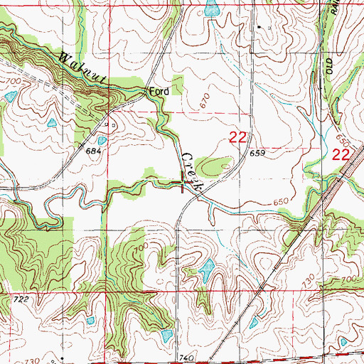 Topographic Map of Middle Walnut Creek, IA