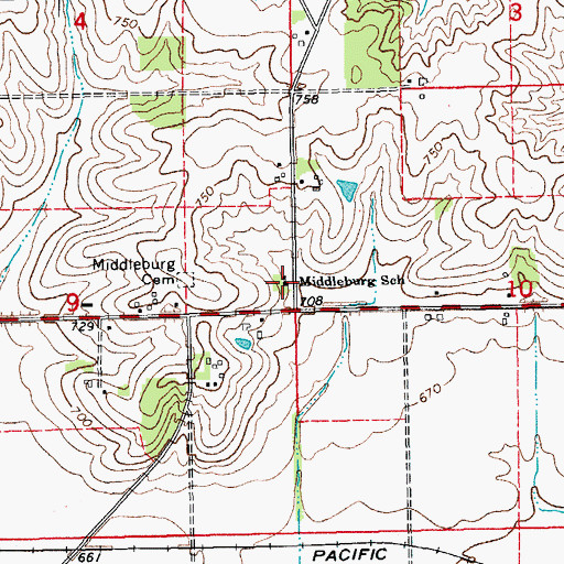 Topographic Map of Middleburg School, IA