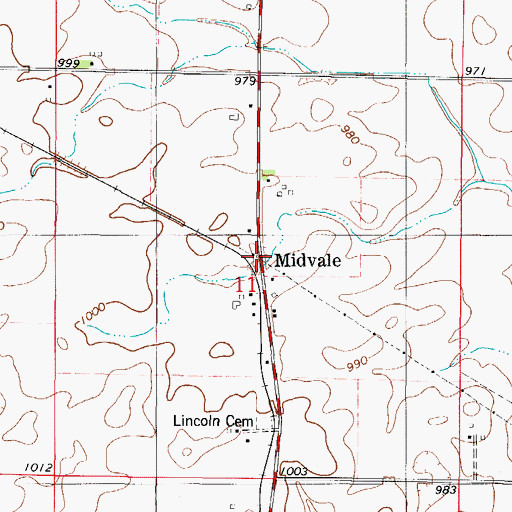 Topographic Map of Midvale, IA