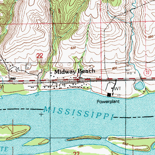 Topographic Map of Midway Beach, IA