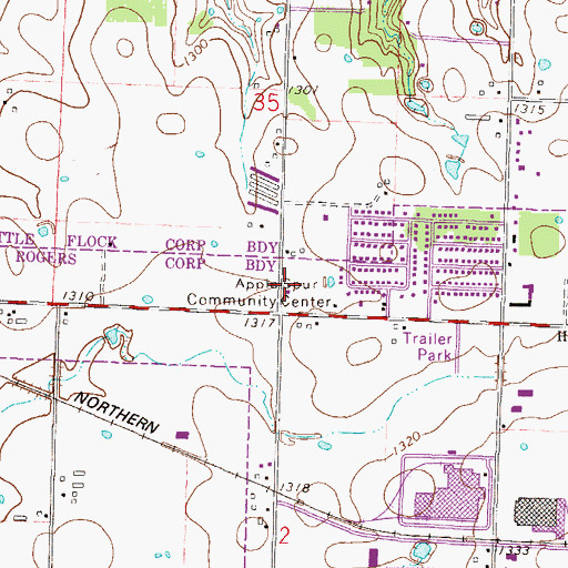 Topographic Map of Apple Spur Community Center, AR