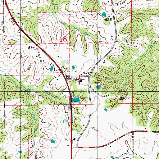 Topographic Map of Midway Church, IA