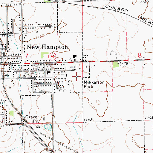 Topographic Map of Mikkelson Park, IA