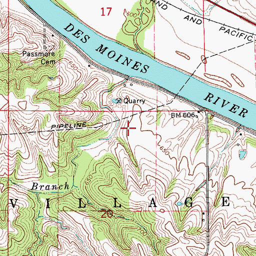 Topographic Map of Miles Branch, IA