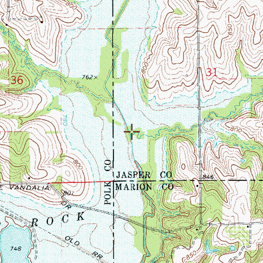 Topographic Map of Mill Branch, IA