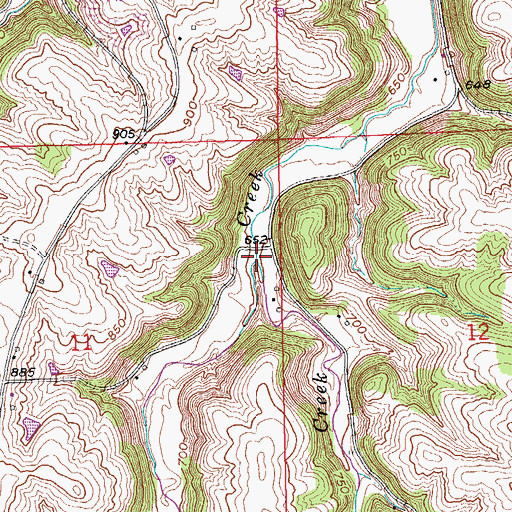Topographic Map of Mill Creek, IA