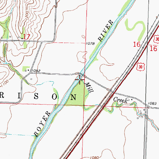 Topographic Map of Mill Creek, IA