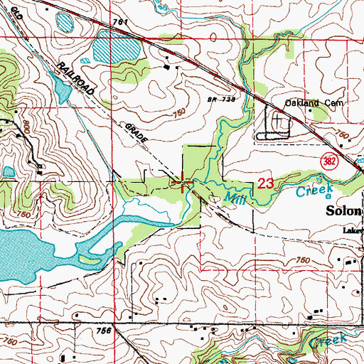 Topographic Map of Mill Creek, IA