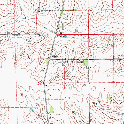 Topographic Map of Miller Cemetery, IA