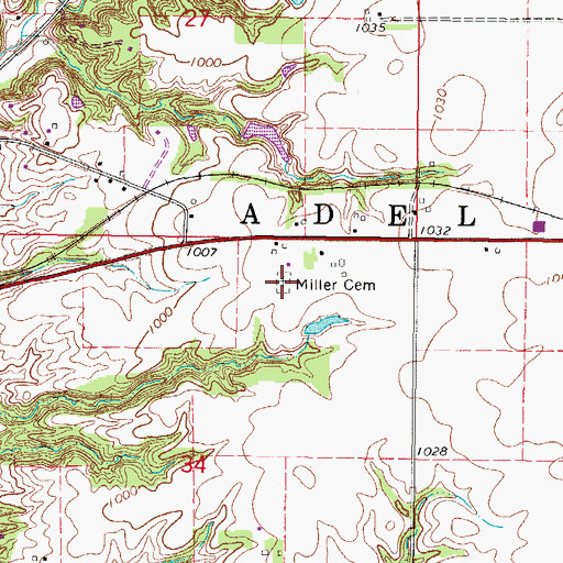 Topographic Map of Miller Cemetery, IA