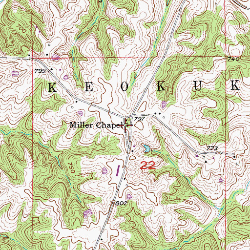 Topographic Map of Miller Chapel, IA