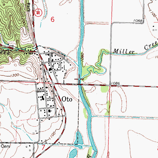 Topographic Map of Miller Creek, IA