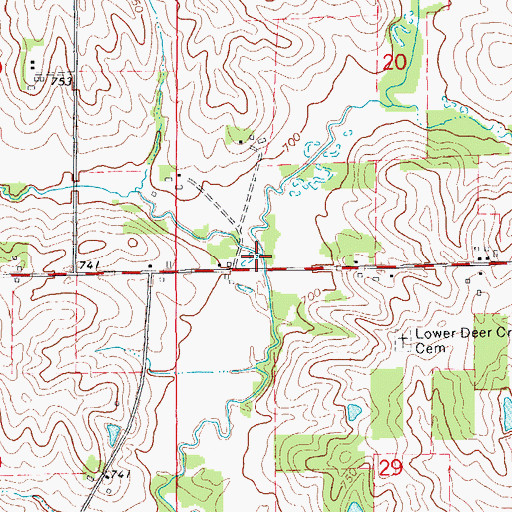 Topographic Map of Miller Creek, IA