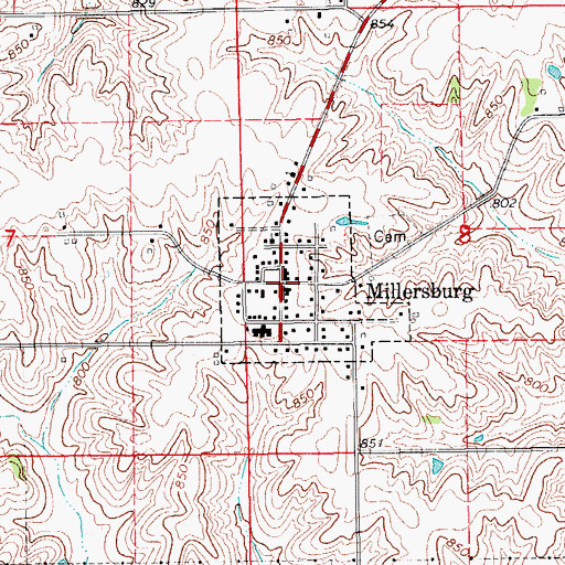 Topographic Map of Millersburg, IA
