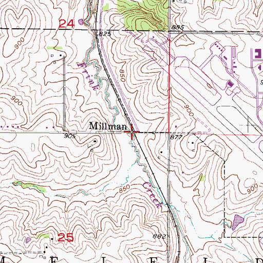 Topographic Map of Millman, IA