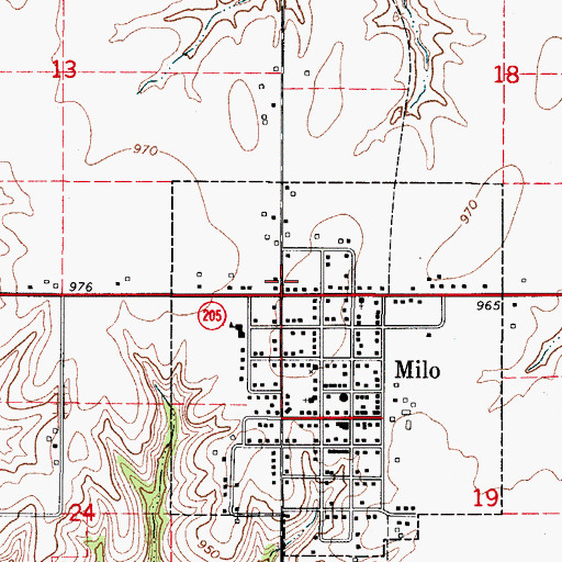 Topographic Map of Milo, IA