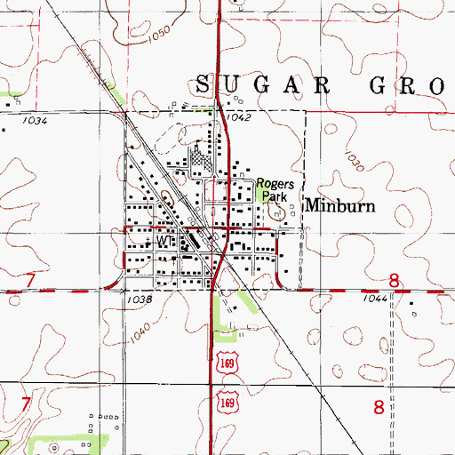Topographic Map of Minburn, IA