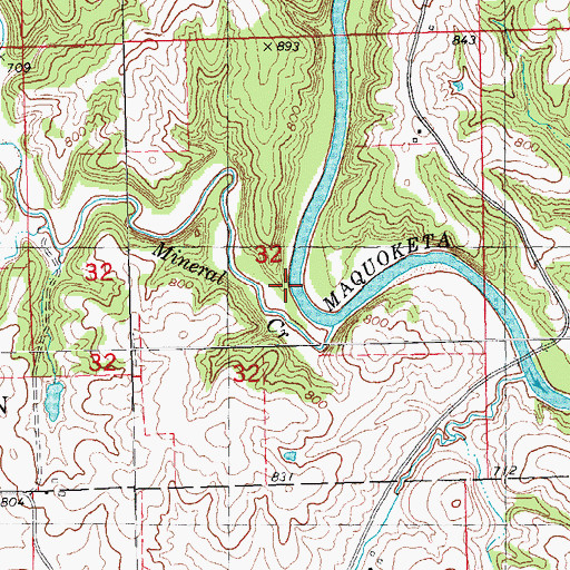 Topographic Map of Mineral Creek, IA
