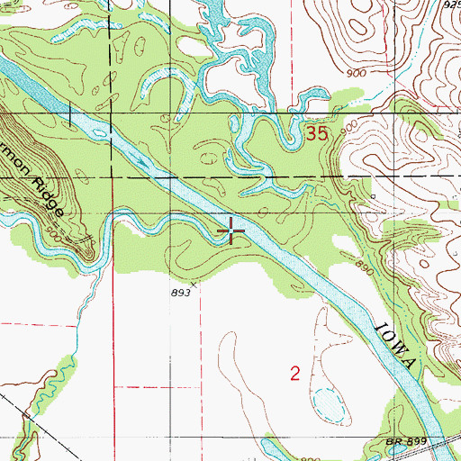 Topographic Map of Minerva Creek, IA
