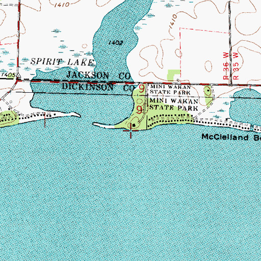 Topographic Map of Mini Wakan State Park, IA
