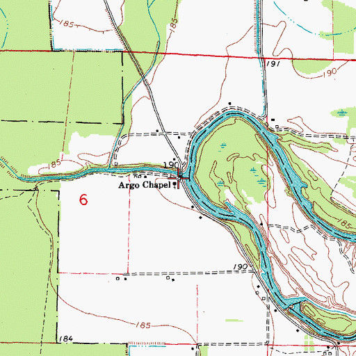 Topographic Map of Argo Chapel, AR