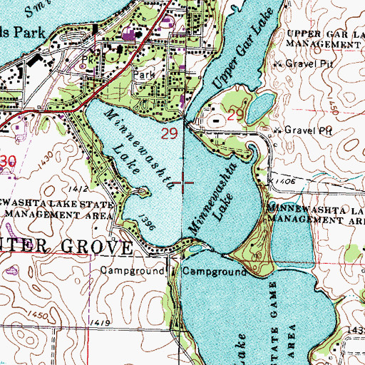 Topographic Map of Minnewashta Lake, IA