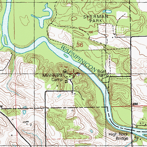Topographic Map of Minneyata Boy Scout Camp, IA