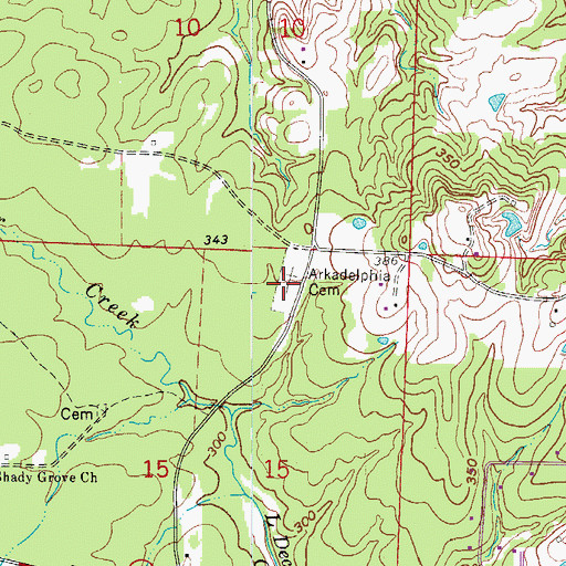 Topographic Map of Arkadelphia Cemetery, AR