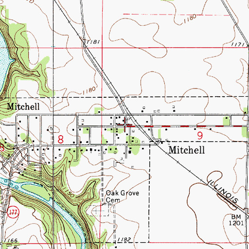 Topographic Map of Mitchell, IA