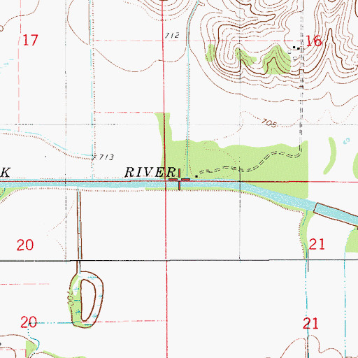 Topographic Map of Mitchell Creek, IA