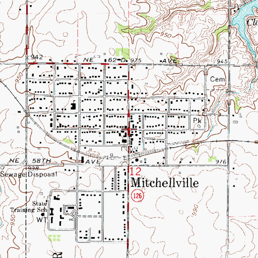 Topographic Map of Mitchellville, IA