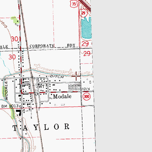 Topographic Map of Modale Ditch, IA