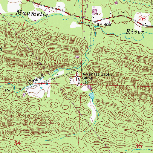Topographic Map of Arkansas Baptist Camp, AR