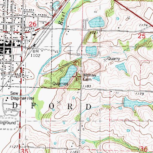 Topographic Map of Mohler Cemetery, IA