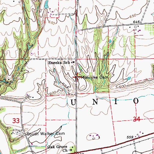 Topographic Map of Mohnike Cemetery, IA