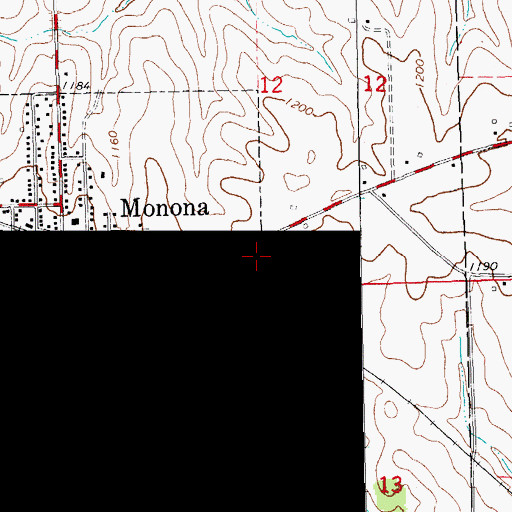 Topographic Map of Monona Cemetery, IA