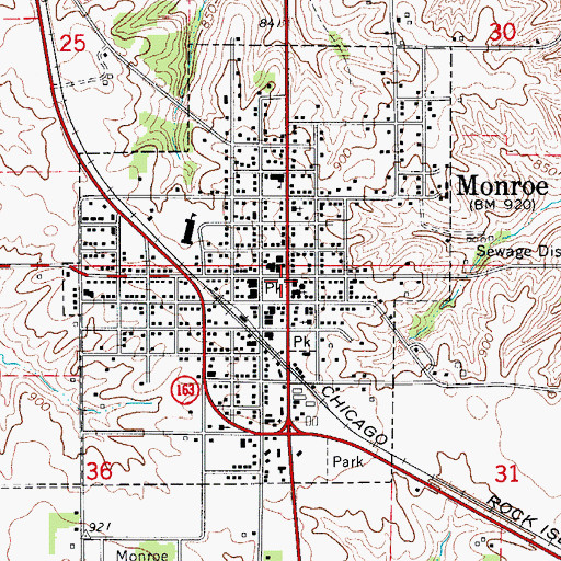 Topographic Map of Monroe, IA