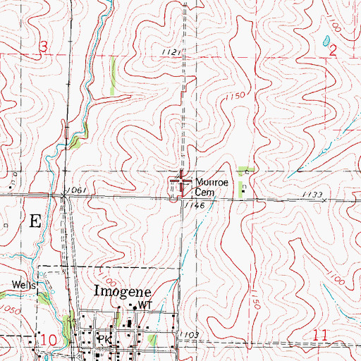 Topographic Map of Monroe Cemetery, IA
